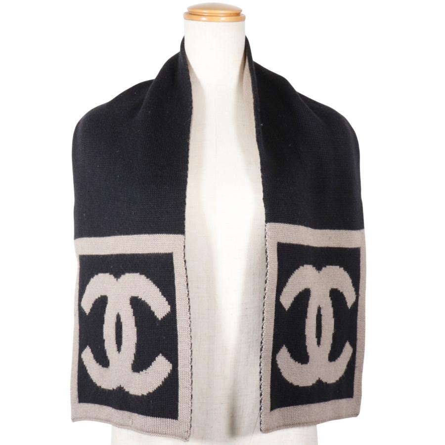 CHANEL（シャネル） ココマーク マフラー ウール×シルク×カシミヤ 黒 