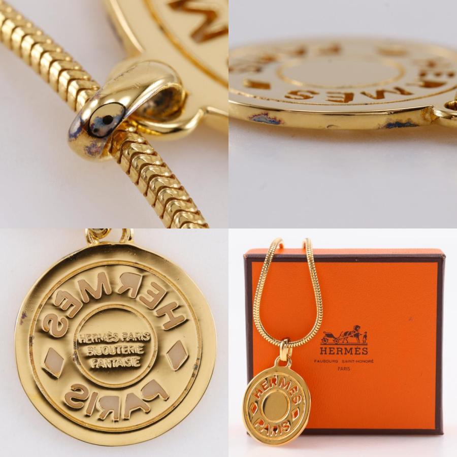 【極美品】HERMES エルメス セリエ ネックレス ゴールド 喜平チェーン付 HERMES（エルメス） セリエメダリオン ネックレス 金メッキ 約21.4g
