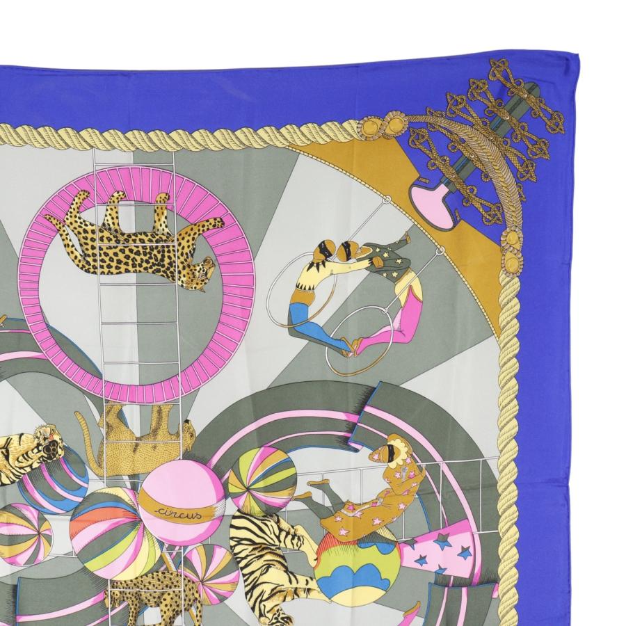 HERMES（エルメス） カレ90 circus サーカス スカーフ シルク 青