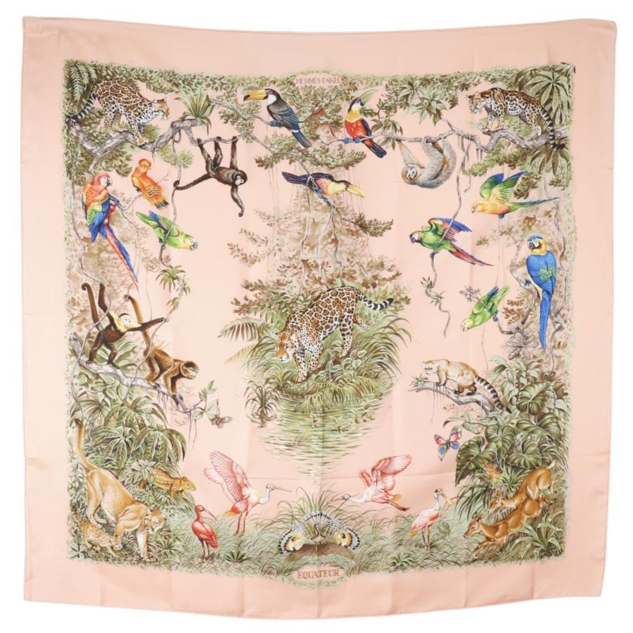 エルメス　HERMES カレ90 EQUATEUR 赤道　ピンク HERMES（エルメス） カレ90 EQUATEUR 赤道直下 スカーフ シルク ピンク