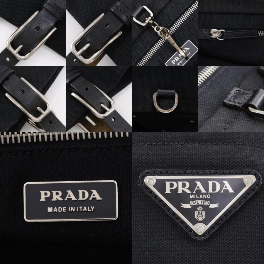PRADA（プラダ） ロゴプレート トートバッグ キャンバス 黒 レディース