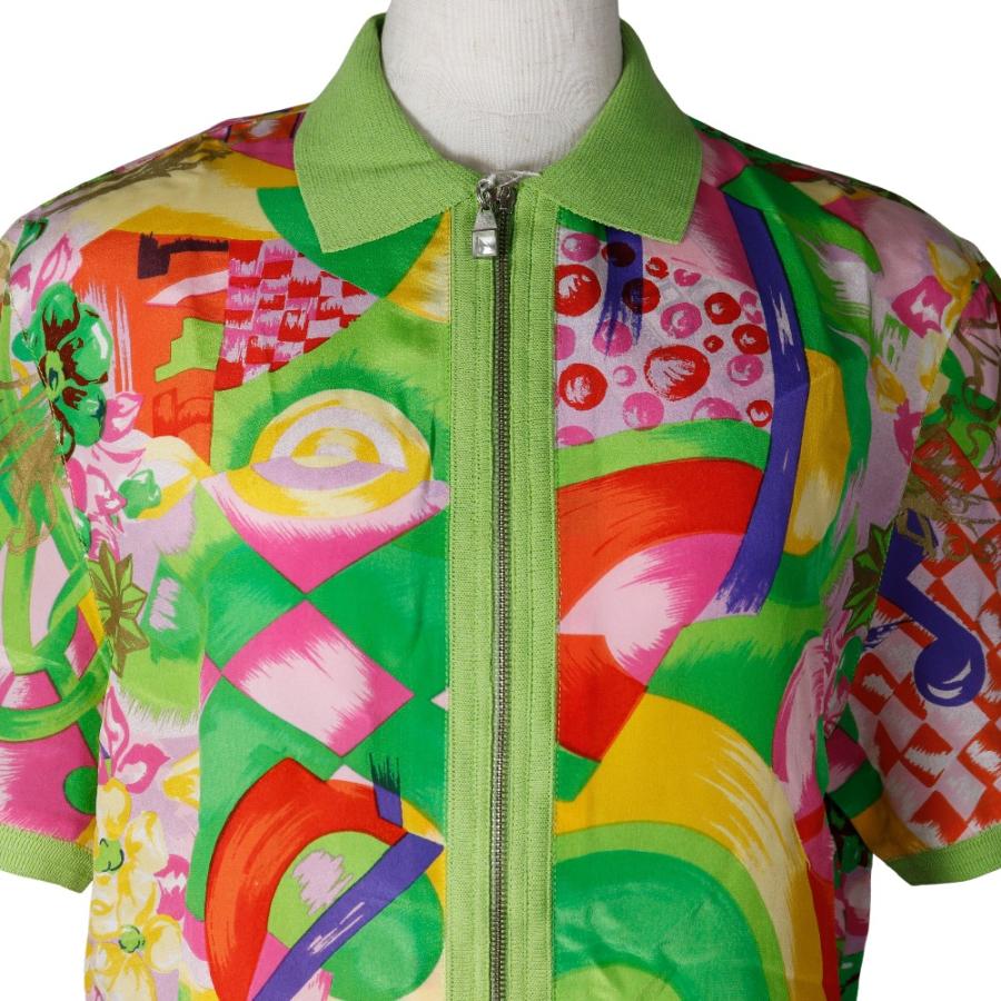 GIANNI VERSACE ジャンニ・ヴェルサーチ ポロシャツ シルク 黄緑 