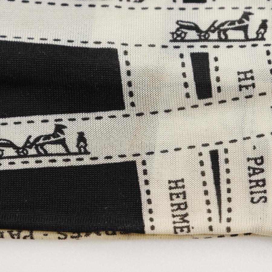 HERMES エルメス ヘアバンド ボルデュックリボン シルク 黒 レディース