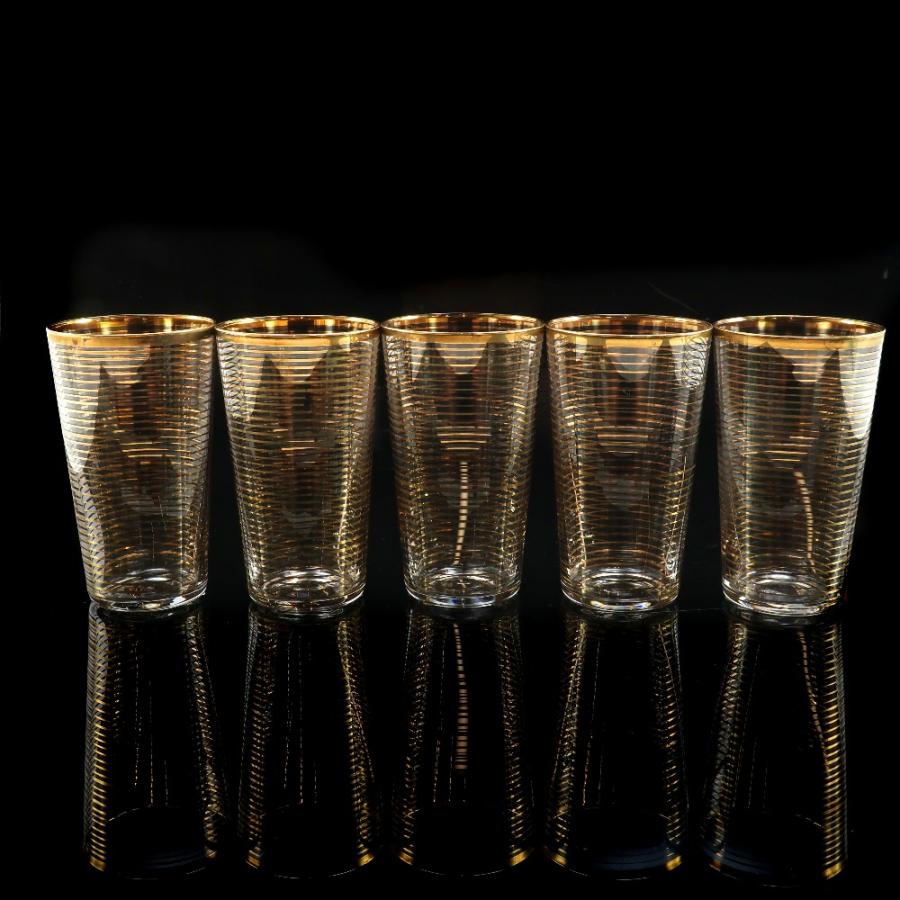 【洋食器】バカラ風　アンティークガラスコップ　金縁 バカラ（Baccarat） オールドバカラ 金線文グラス 5客 食器 ガラス _