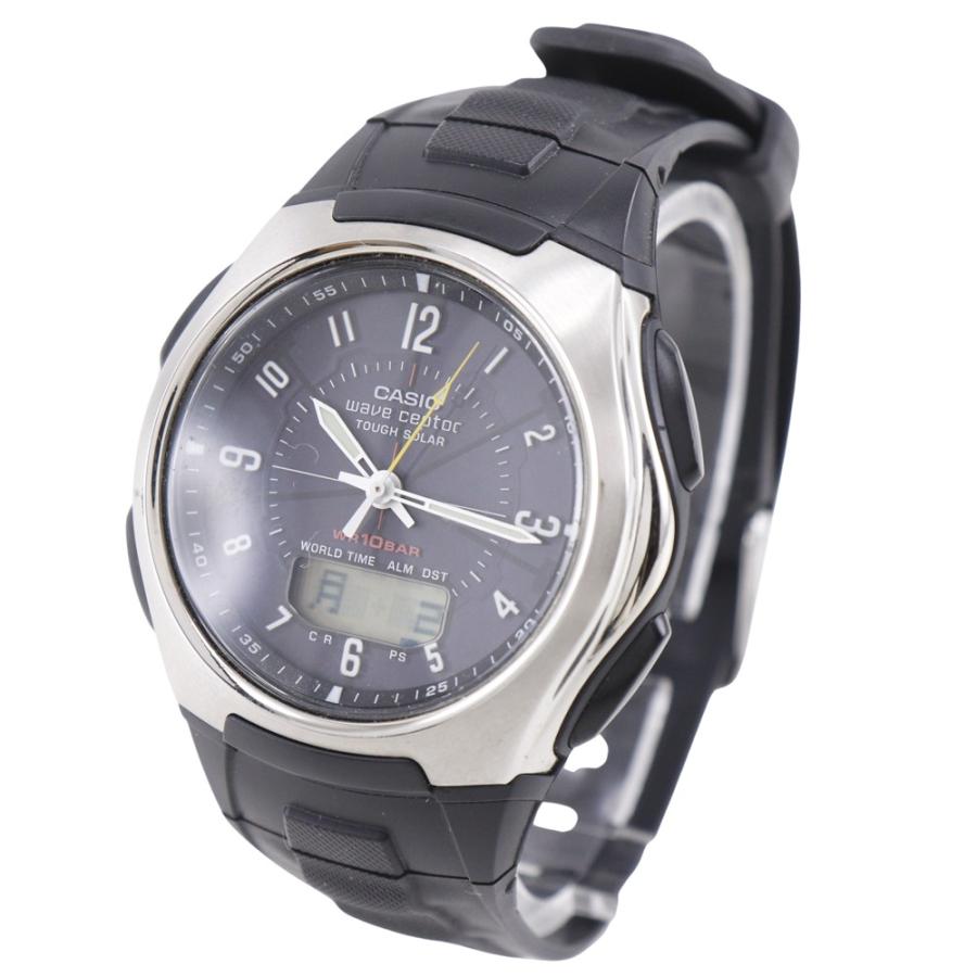 中古動品4本組②◆カシオ ウェーブセプター 電波時計 アナデジ/デジタル CASIO（カシオ） ウェーブセプター WVA-430J 腕時計 SS×樹脂系 黒