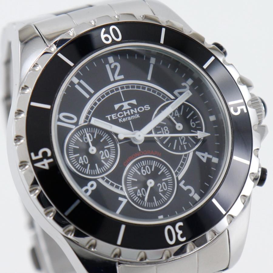 TECHNOS テクノス T3032 腕時計 SS ブラック クオーツ クロノグラフ