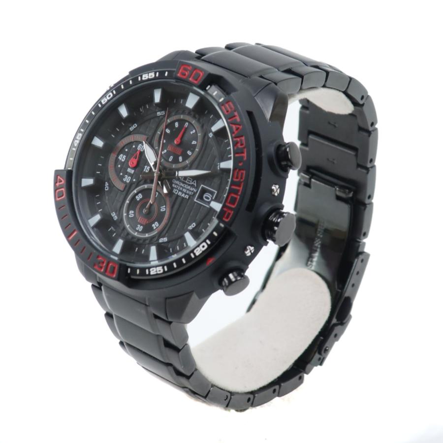メンズ 腕時計 セイコー クロノグラフ 10BAR防水 ブラック文字盤 稼働品 SEIKO（セイコー） アルバ 10気圧防水 VD57-KE00 腕時計 SS 黒
