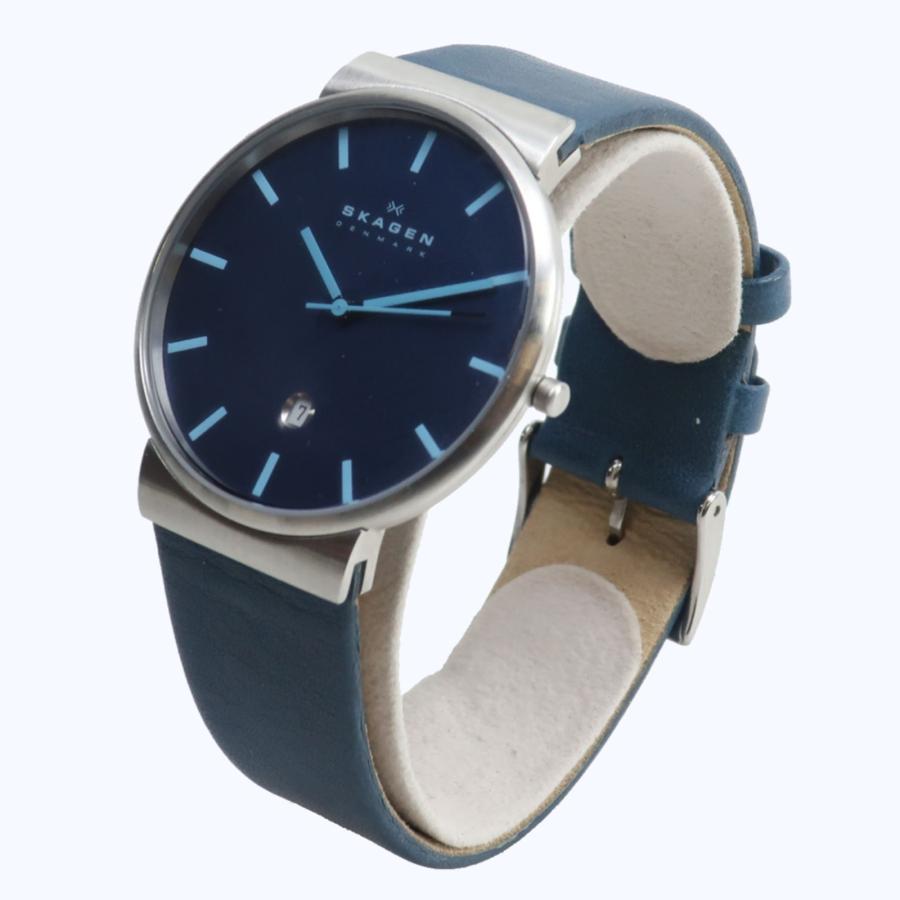 SKAGEN（スカーゲン） SKW6089 腕時計 SS×レザー シルバー/青 クオーツ 