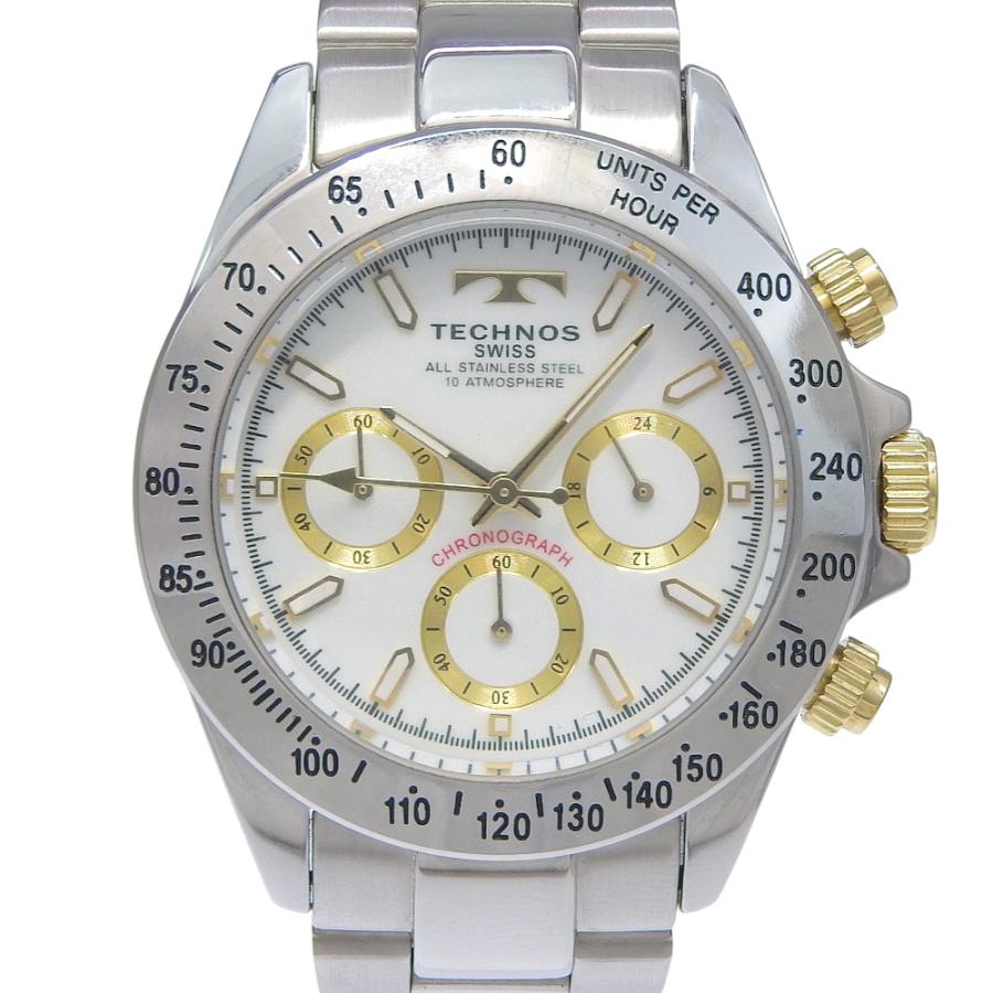 TECHNOS テクノス 10気圧防水 TGM615 腕時計 シルバー×ゴールド