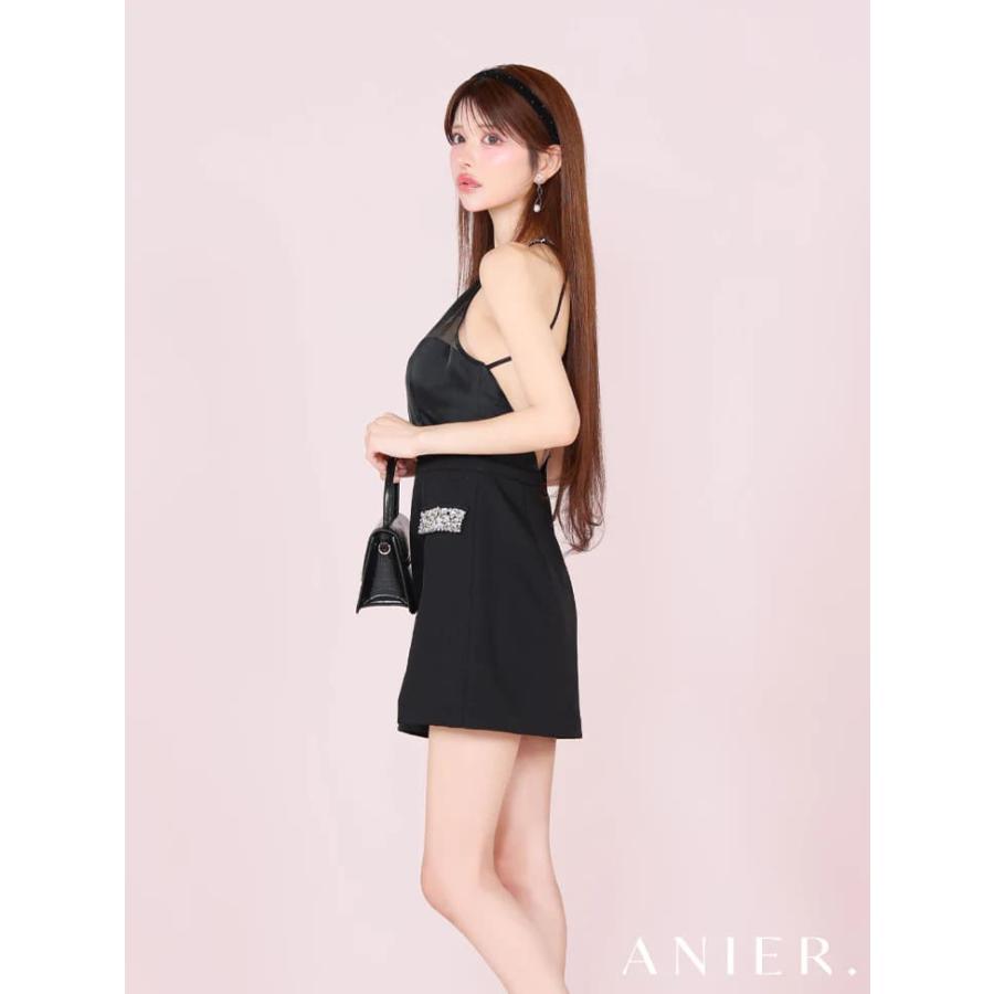 【ROBE de FLEURS/ローブドフルール】Satin Bijou back open halter mini dress (anier4051) |  | 03