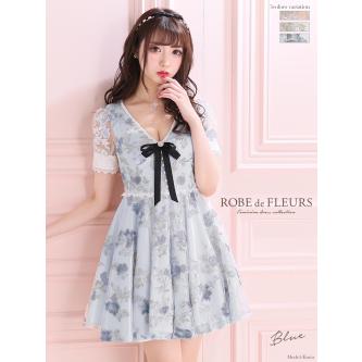 【ROBE de FLEUSR/ローブドフルール】花柄フレアミニドレス |  | 01
