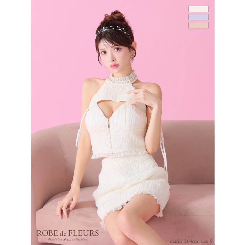 【ROBE de  FLEURS/ローブドフルール】シャーリングアメスリバストジップセットアップミニドレス(fm3787) | 