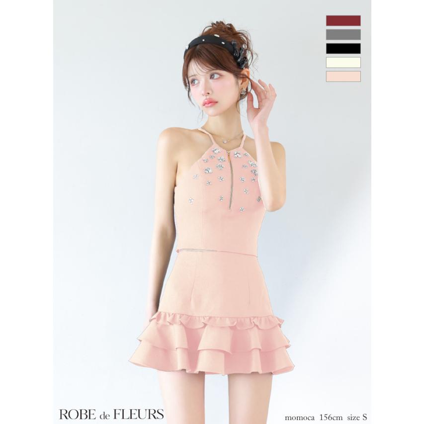 ROBE de FLEURS美品⭐︎ローブドフルールXS セットアップfm3799 XSサイズ有り【ROBE de FLEURS/ローブドフルール】ホルターネック