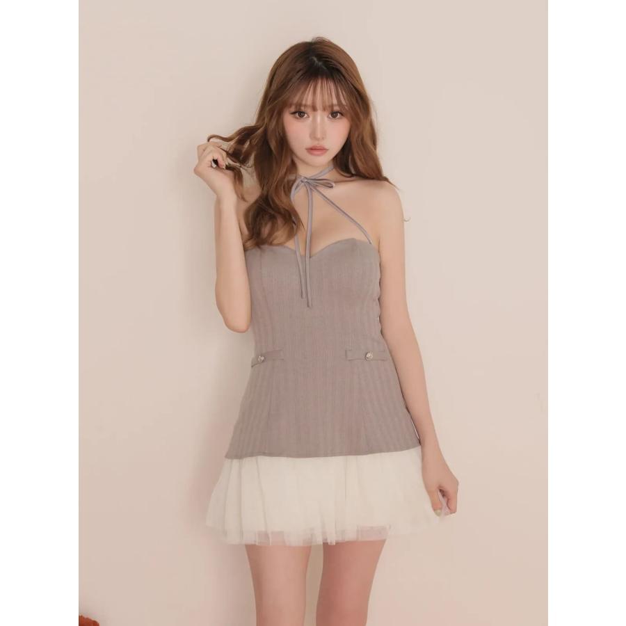 ROBE de FLEURS/ローブドフルール】リボンニットチュールフレアミニ 