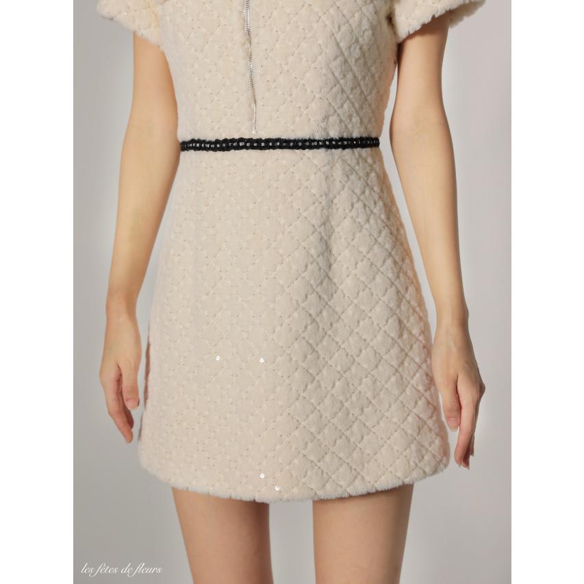 【ROBE de FLEURS/ローブドフルール】scintiller fur mini dress(LF4637) |  | 09