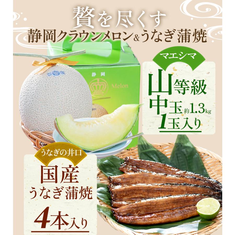 フルーツ・メロン クラウンメロン 上(山等級)1玉×うなぎ蒲焼 4本 静岡クラウンメロン 国産 うなぎの蒲焼 お見舞い 母の日 ギフト 内祝い 贈答 | ブランド登録なし | 06