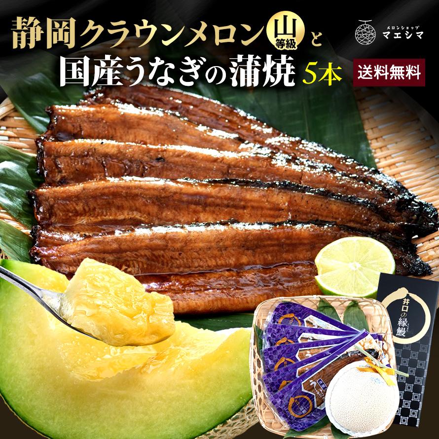送料無料 産地直送 クラウンメロン 上(山等級)1玉×うなぎ蒲焼 5本 静岡クラウンメロン 浜名湖産 贈りもの うなぎの蒲焼 静岡県産 マスクメロン ギフト 贈答 | ブランド登録なし