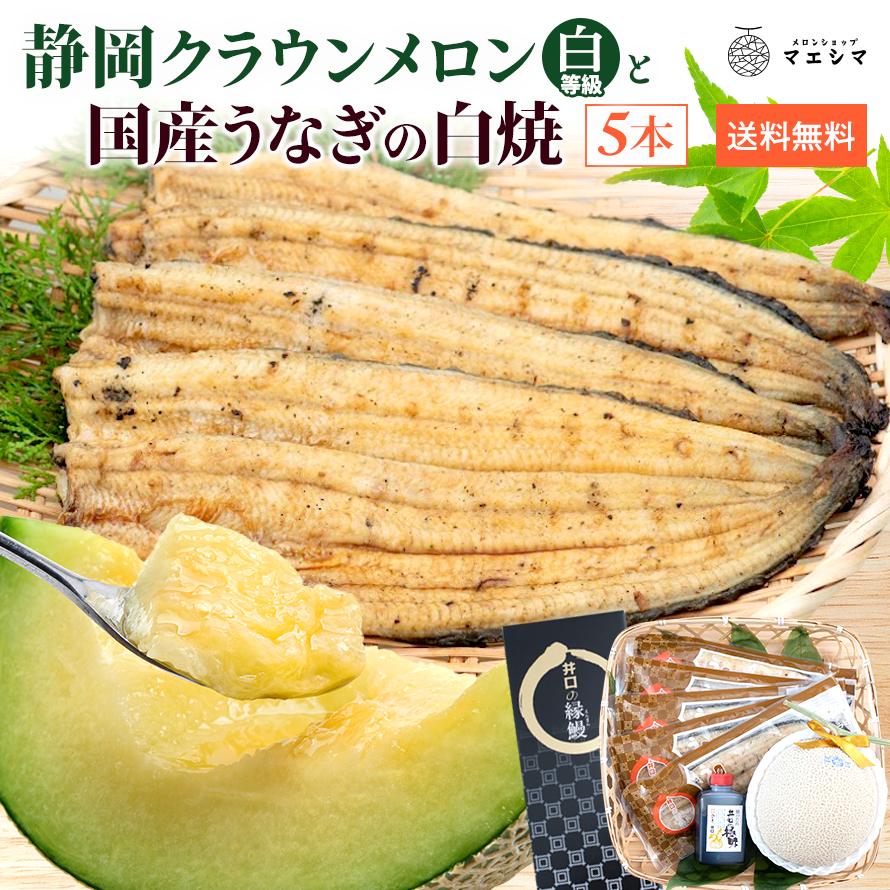 フルーツ・メロン クラウンメロン 並 白等級 1玉×うなぎ白焼 5本 静岡クラウンメロン 国産 うなぎの蒲焼 マスクメロン メロン お見舞い ギフト 贈答 | ブランド登録なし