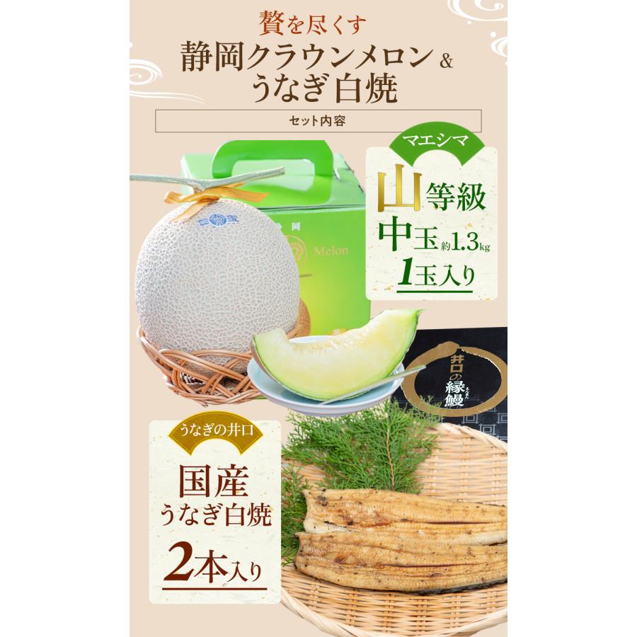 フルーツ・メロン ラウンメロン 上 山等級 1玉×うなぎ白焼 2本 静岡クラウンメロン 国産 うなぎの蒲焼 マスクメロン お見舞い 母の日 ギフト 内祝い 贈答 | ブランド登録なし | 06