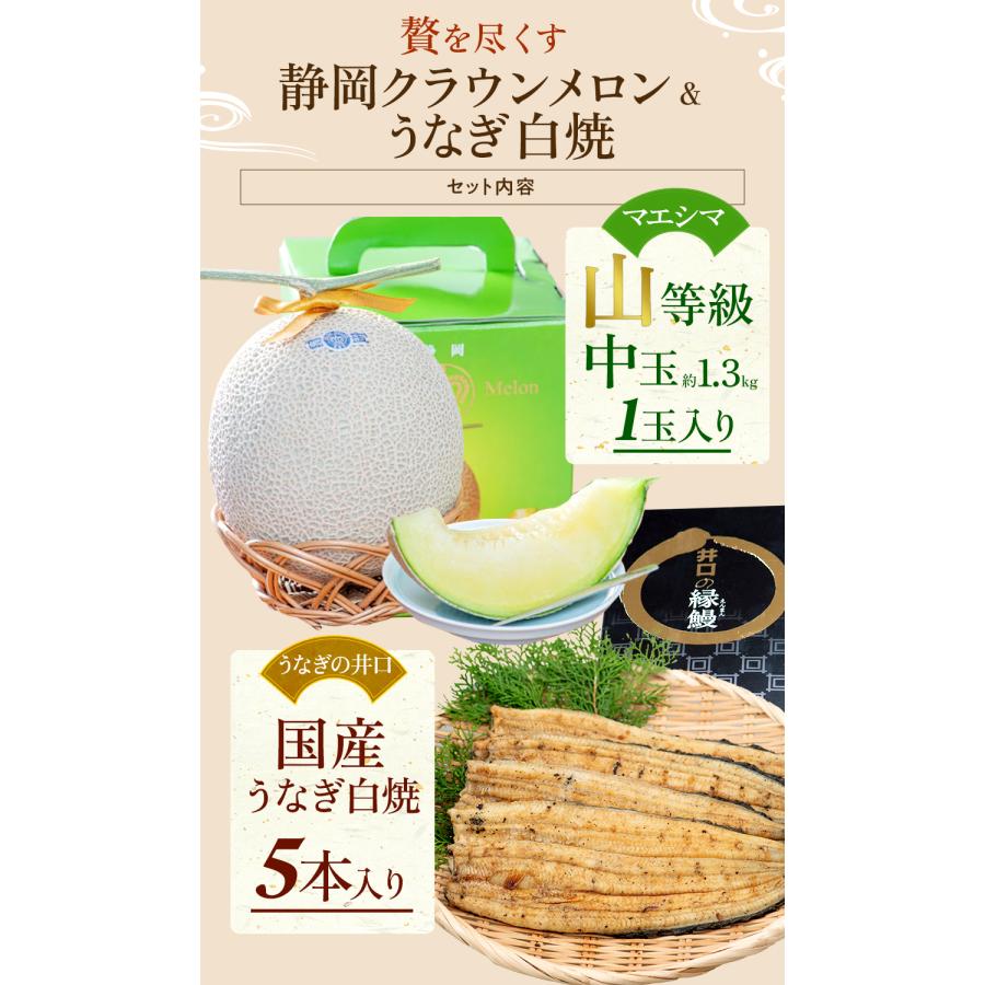 フルーツ・メロン クラウンメロン 上 山等級 1玉×うなぎ白焼 5本 静岡クラウンメロン 浜名湖産 うなぎの蒲焼 お見舞い 母の日 ギフト 内祝い 贈答 | ブランド登録なし | 06
