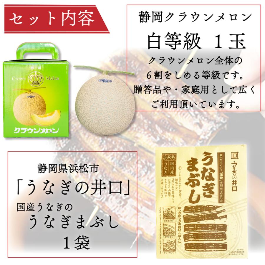 クラウンメロン×国産うなぎまぶしセット(クラウンメロン白等級1玉×国産うなぎまぶし×1) 静岡クラウンメロン うなぎ 母の日 ギフト 内祝い 贈答 | ブランド登録なし | 01