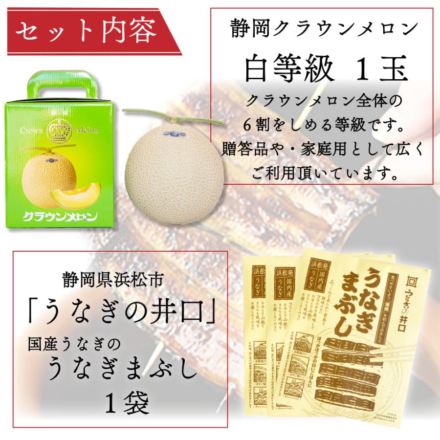 クラウンメロン×国産うなぎまぶしセット(クラウンメロン白等級1玉×国産うなぎまぶし×３) 静岡クラウンメロン うなぎ 母の日 ギフト 内祝い 贈答 | ブランド登録なし | 01
