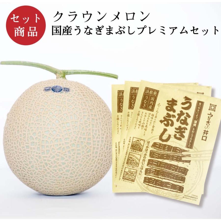 クラウンメロン×国産うなぎまぶしプレミアムセット(クラウンメロン山等級1玉×国産うなぎまぶし×３) 静岡クラウンメロン うなぎ 母の日 ギフト 贈答 | ブランド登録なし
