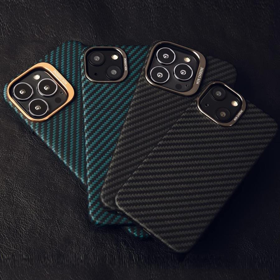 MON CARBONE カーボンファイバー iPhone 17 Pro用ケース カーボンファイバー ケース iPhone 13 / Pro mini Max バリ