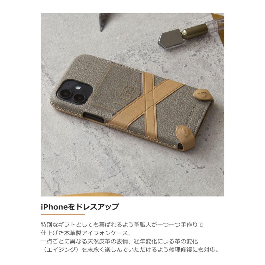 iPhone12 64GB ハンドメイドケース付き iPhone 12 / Pro mini グリークレザーケース 手縫いステッチが美しい