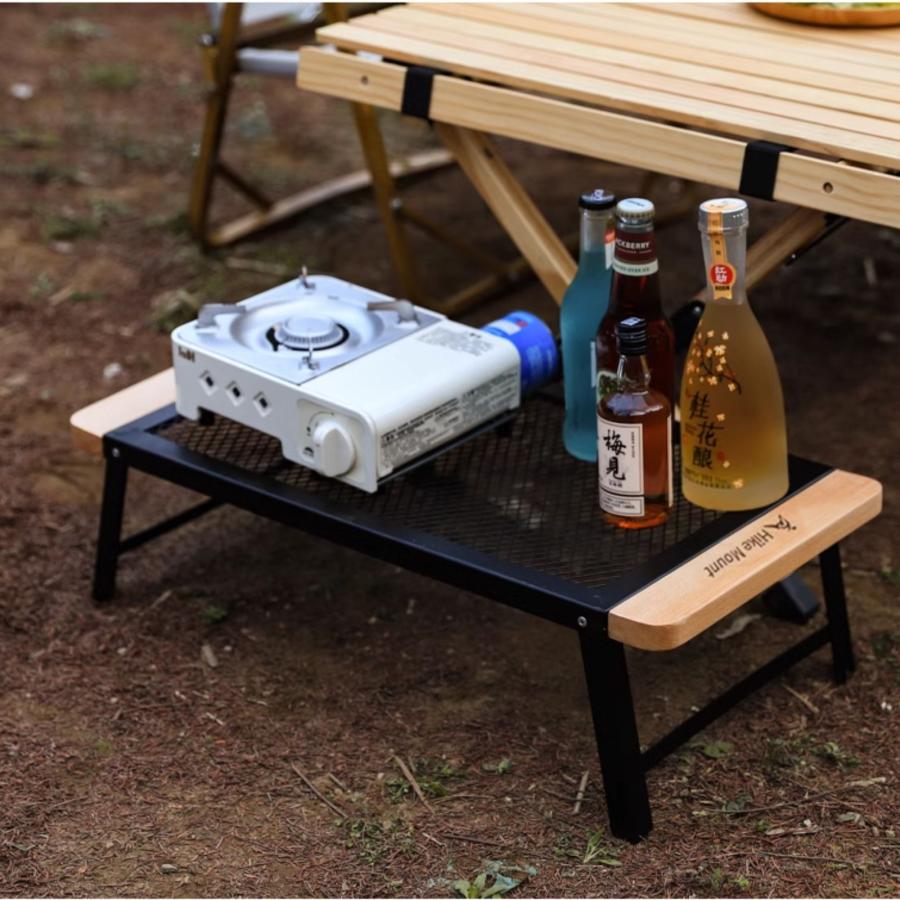 メッシュテーブル ローテーブル キャンプ アウトドア ウッド 木製 BBQ