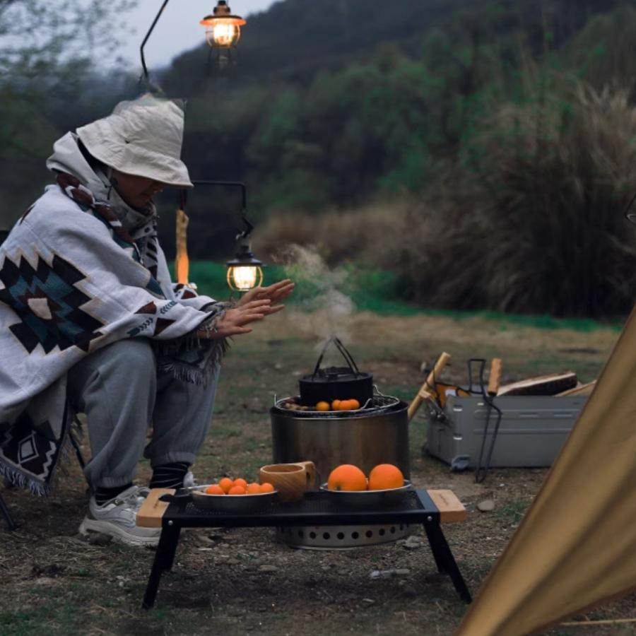 メッシュテーブル ローテーブル キャンプ アウトドア ウッド 木製 BBQ