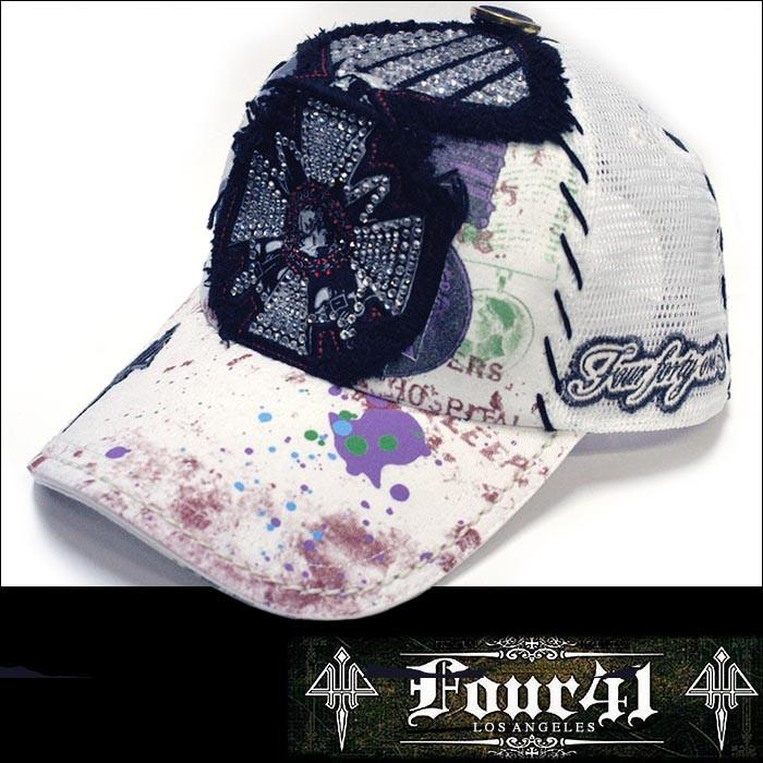 【00s_Archive】Four41LosAngeles 刺繍Cap平成Y2K Four41 Los Angeles フォーフォーティーワン スワロフスキー キャップ