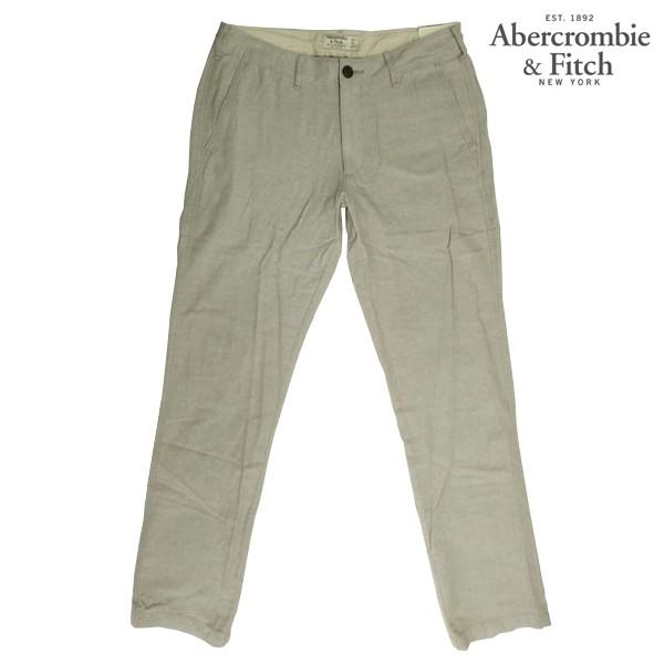 アバクロ メンズ SLIM STRAIGHT リネンパンツ ベージュ Abercrombie & Fitch A&F 正規 カジュアル ファッション アメカジ サーフ 087