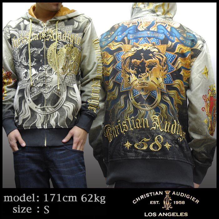 クリスチャンオードジェー メンズ パーカー Christian Audigier SUN KING ハイブランド トップス セレブ