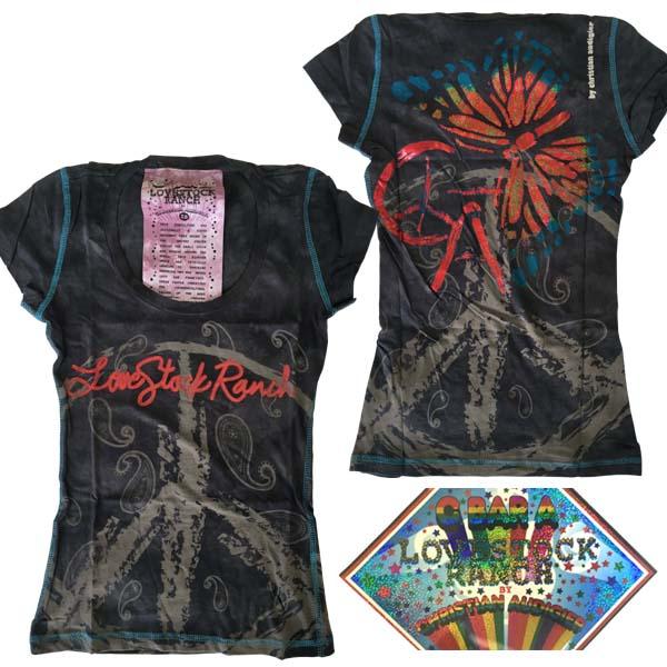 C BAR A シーバーエー BY CHRISTIAN AUDIGIER クリスチャンオードジェー レディース Tシャツ BUTTERFLY　ウォッシュ ブラック ファッション