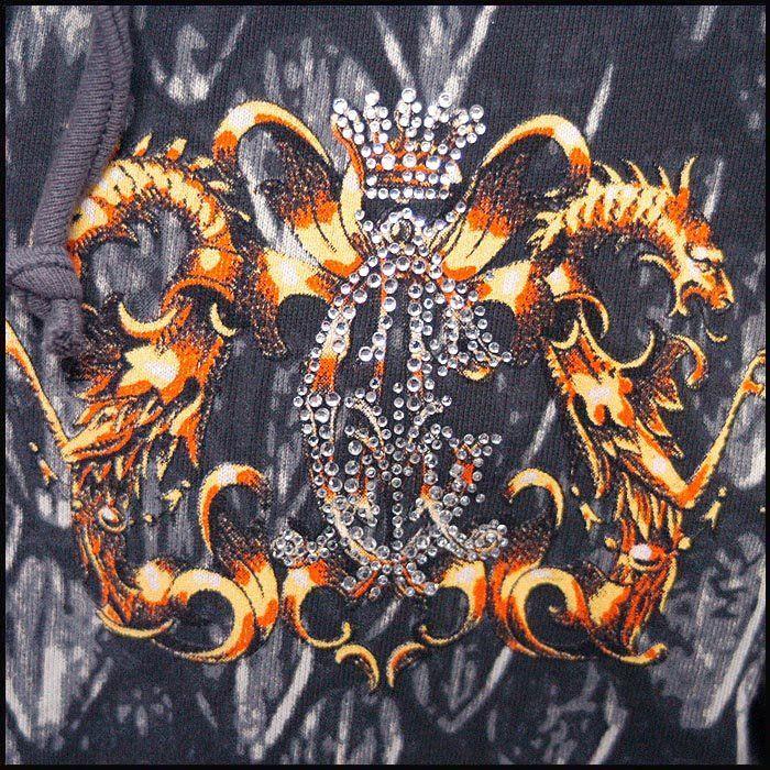 新しいコレクション クリスチャンオードジェー メンズ ブランド 正規 セレブ チャコール Eagle パーカー ジップ メンズ クリスチャンオードジェー Audigier Christian Audigier Christian パーカー トップス