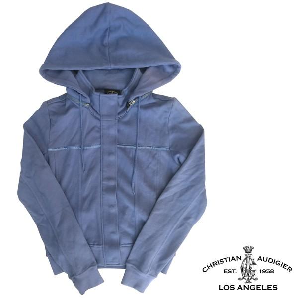クリスチャンオードジェー レディース FITTED HOODIE COASTED BLUE ジップ パーカー ブルー フーディー Christian Audigier