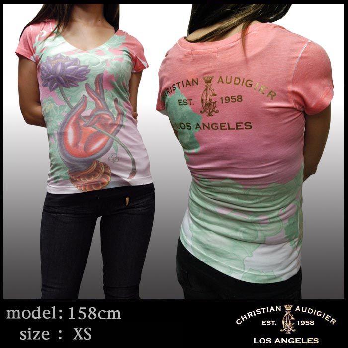 【50%OFF】 クリスチャンオードジェー レディース Tシャツ Christian Audigier SUB ハイブランド セレブ ファッション エドハーディー Ed Hardy スタイル セール