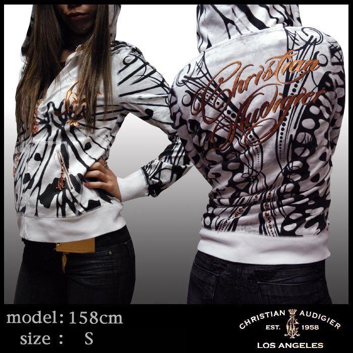 クリスチャンオードジェー レディース パーカー Christian Audigier スタッズ ハイブランド セレブ ファッション エドハーディー Ed Hardy スタイル セール｜crs