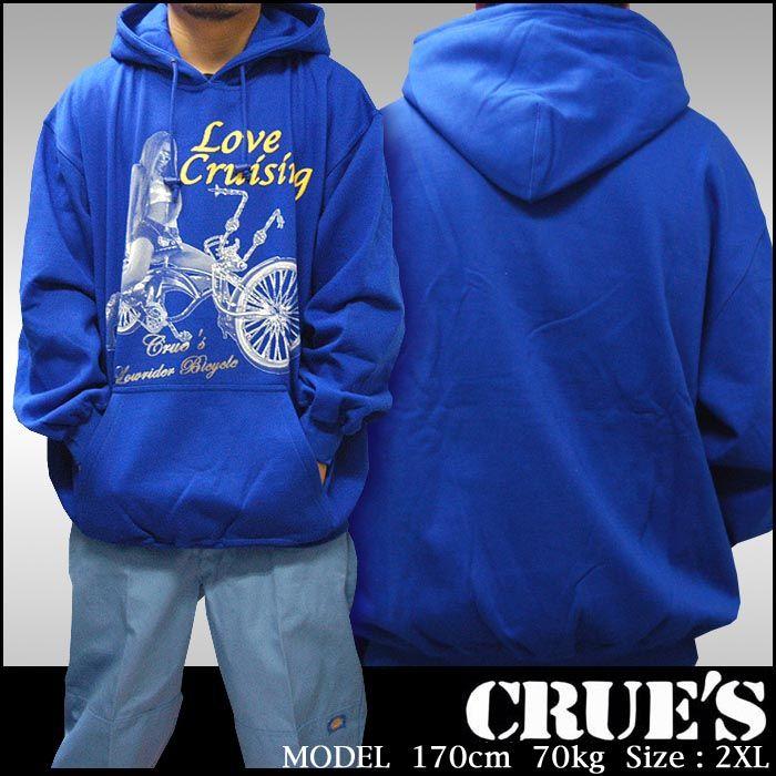 CRUES Love Cruising パーカー ブルー L〜4XL ローチャリ フーディー 