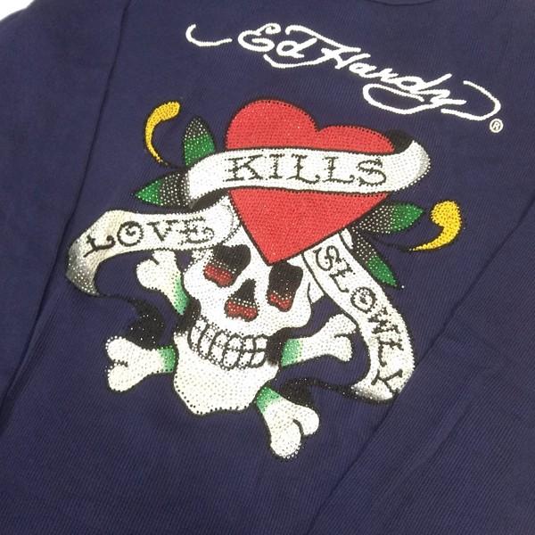 Ed Hardy エドハーディー メンズ ラインストーン サーマル ロンT