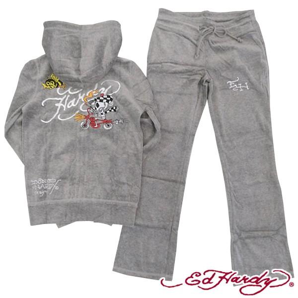純正超安い エドハーディー レディース 刺繍 長袖 ベロア セットアップ Ed Hardy Skull Rider グレー ファッション ハイブランド カジュアル スタイル パーカー セール 激安買付 Www Superavila Com