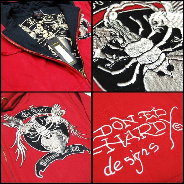 【希少美品✨】RED PEPPER エドハーディー 刺繍 鳳凰 y2k W25 Ed Hardy（エド・ハーディー） パーカー メンズ 【200種類の品揃え