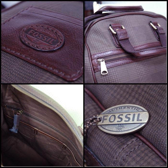 【Safari OCEANS 掲載 ブランド】 FOSSIL フォッシル レザー キャンバス コンビ ブリーフケース ショルダー バッグ