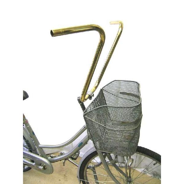 アップハンドル 38cm ゴールド ハンドルバー ママチャリ カスタム ハンドル シティーサイクル ミニベロ 軽快車 ビーチクルーザー 自転車