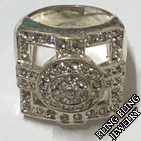 【セール】 HIPHOPジュエリー メンズ リング 16 CROSS クロス ジルコニア シルバー プレーティング 指輪 ブラス 真鍮 BLING JEWELRY HIPHOP　ストリート｜crs