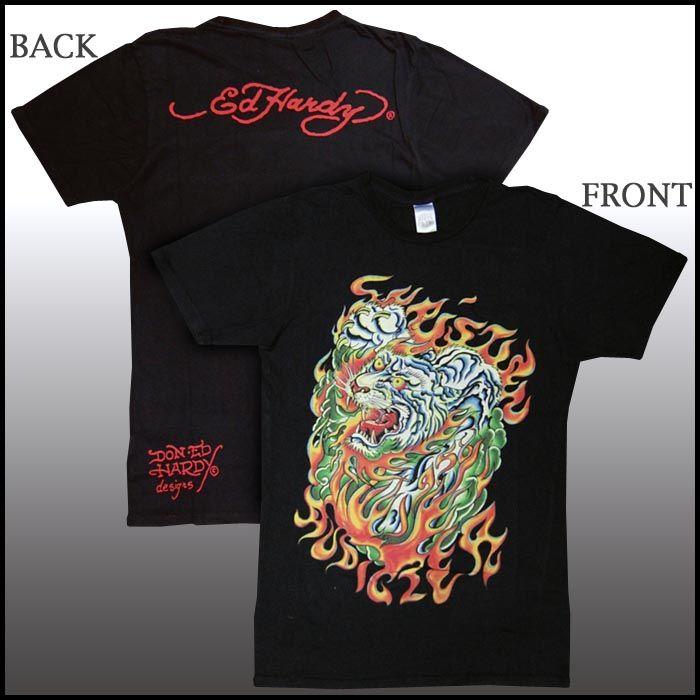 Ed Hardy エドハーディー メンズ Tシャツ FLAMING TIGER タイガー 