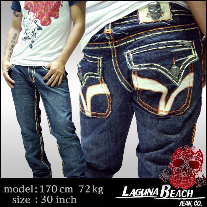 TRUE RELIGION Laguna Beach デニム28インチ 31%OFF】 LAGUNA BEACH メンズ デニム Seal Beach 刺繍 ホワイト