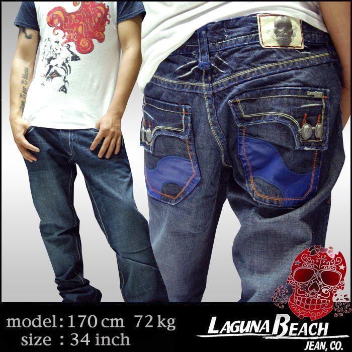 LAGUNA BEACH スワロフスキー スカル フレア デニム Y2K 34 【31%OFF 