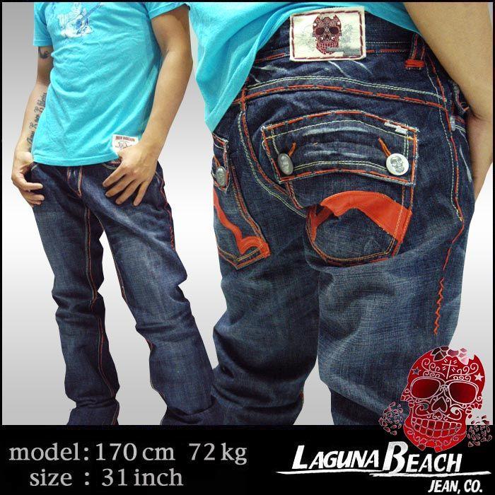 TRUEReligionデニムパンツ ブラック赤刺繍 31%OFF】 LAGUNA BEACH メンズ デニム Salt Creek レッド ステッチ